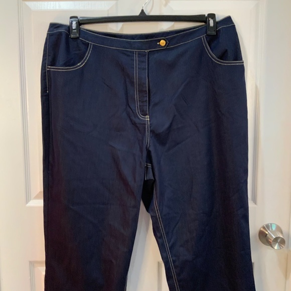 BOB MACKIE WEARABLE ART DENIM WIDE LEG BLUE PANTS PLUS SIZE 2X - Picture 2 of 7